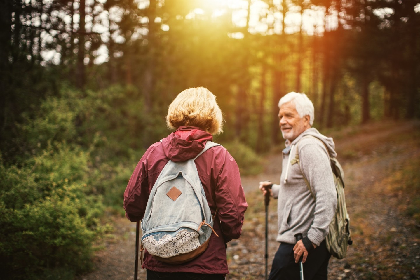 Woman and man hiking