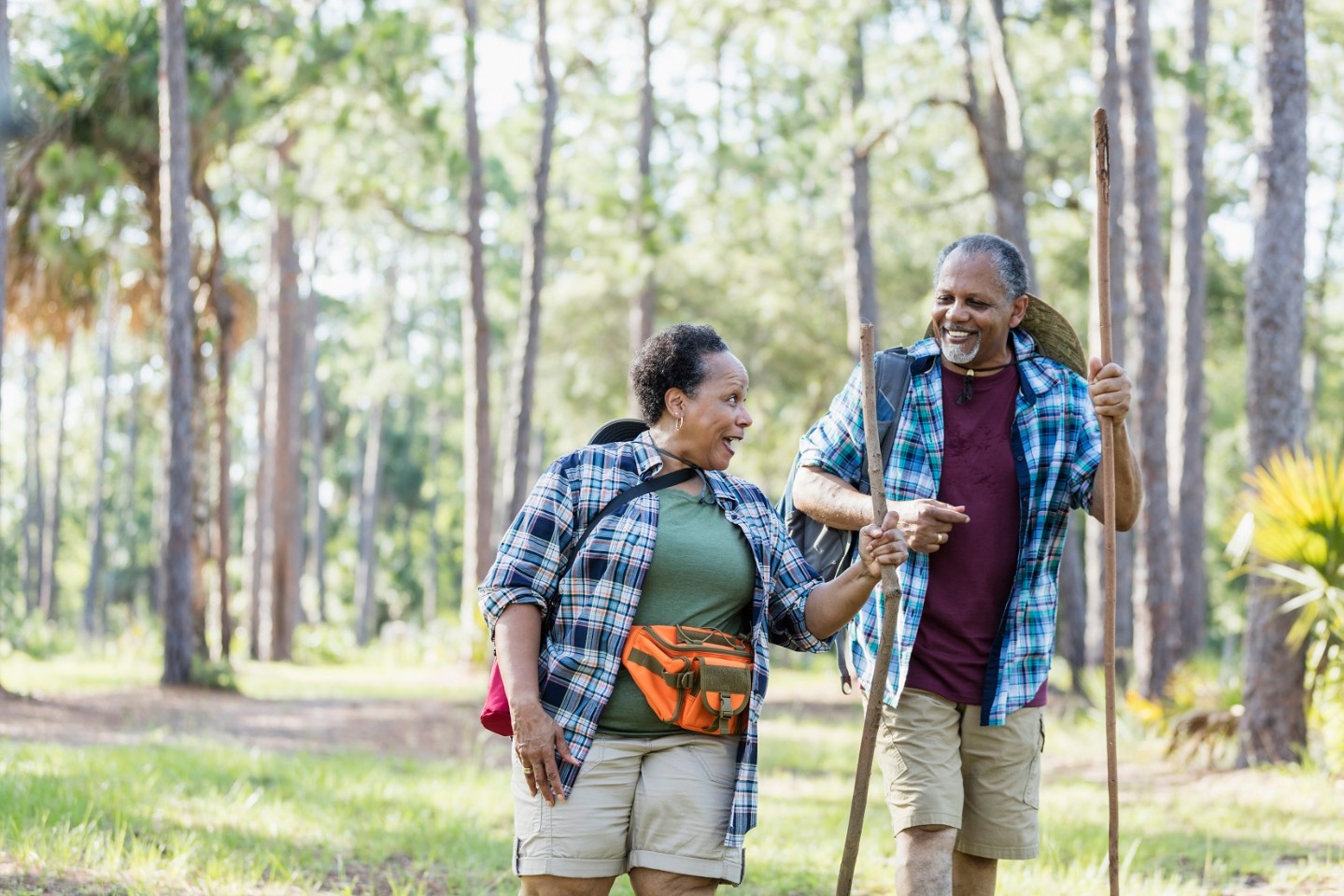 woman and man hiking