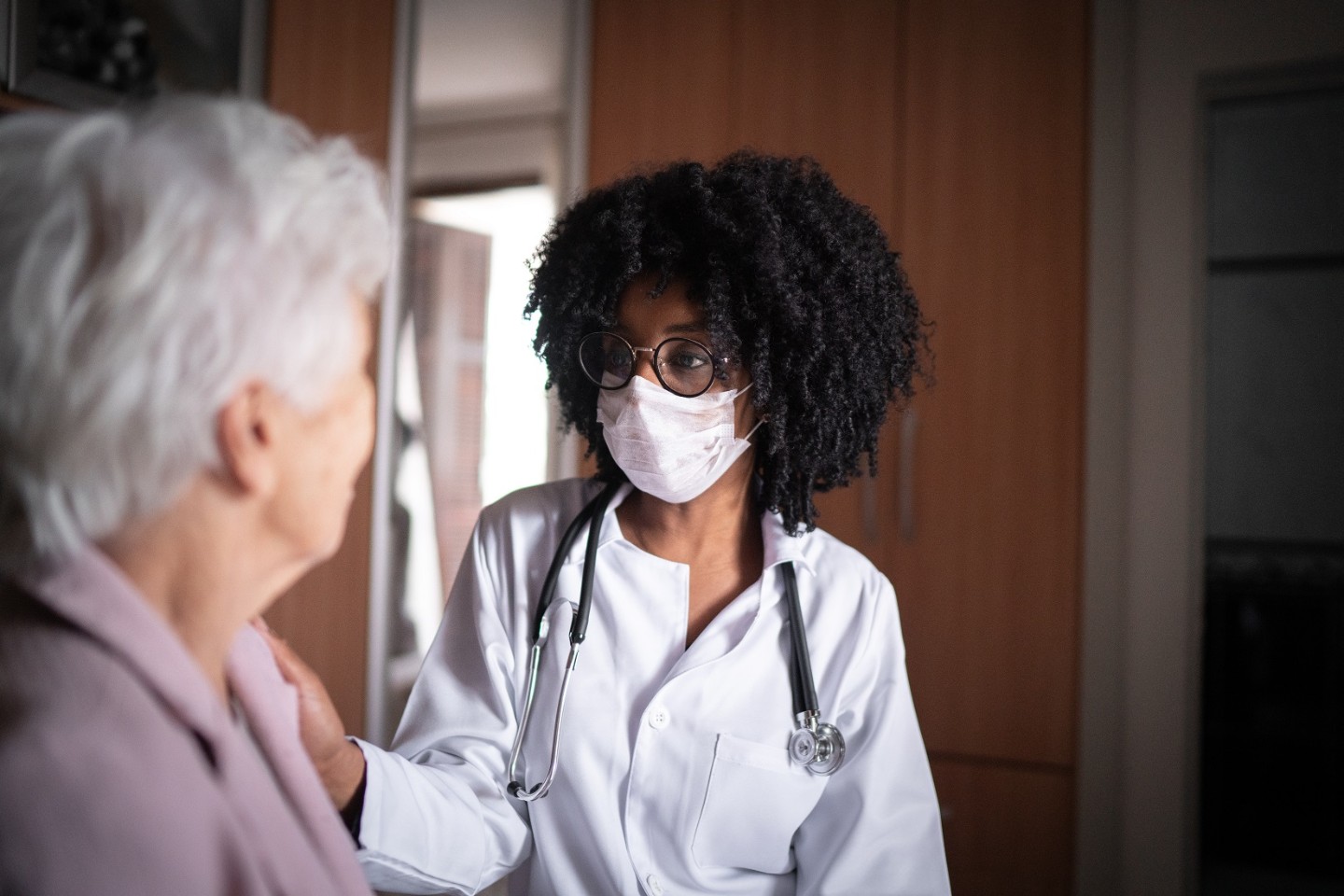 provider talking to woman