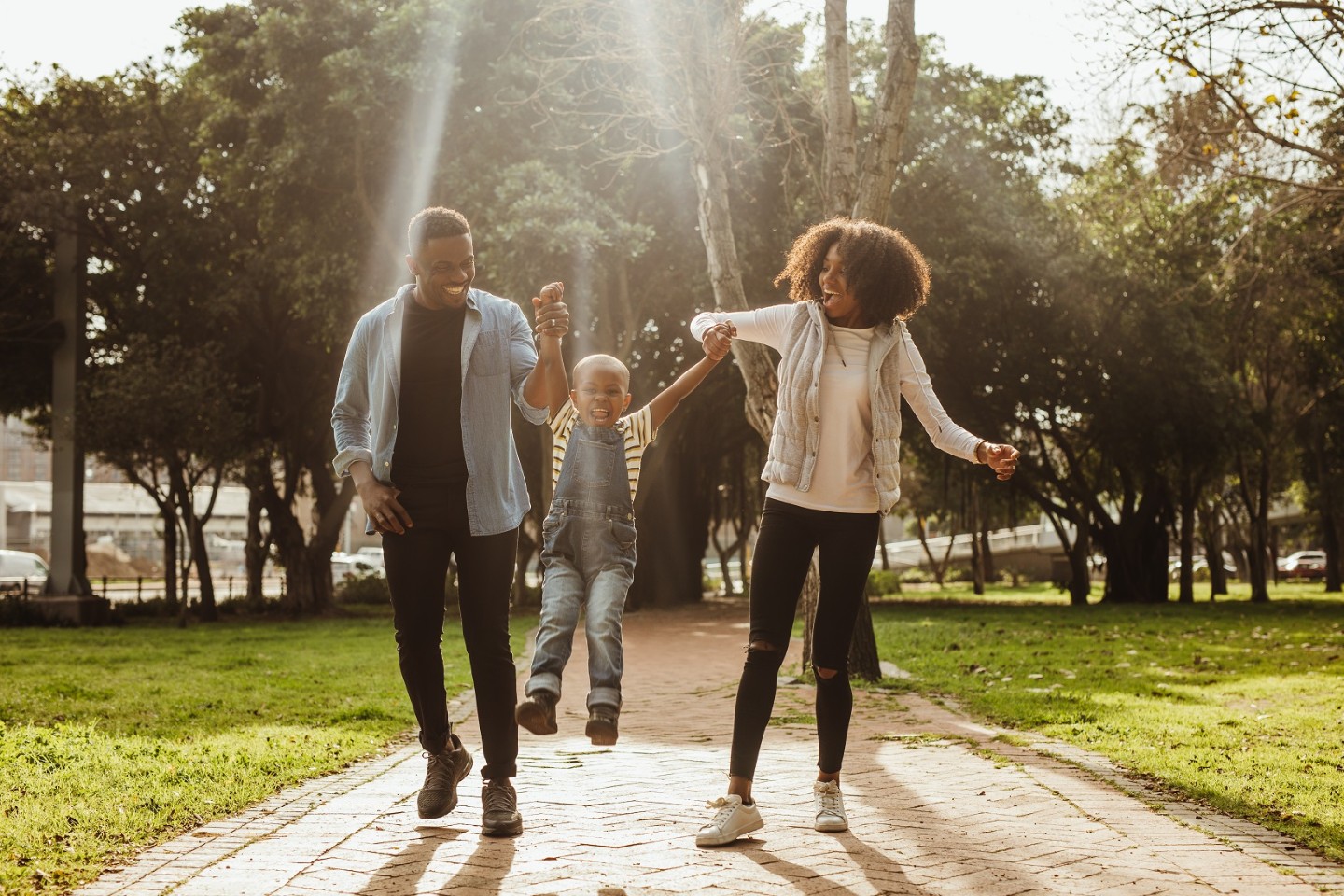 Family playing outdoors