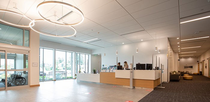 Spacious, light-filled reception area