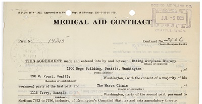 1929 clinic contract with Boeing Airplane Company 