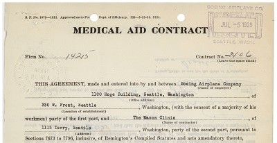 1929 clinic contract with Boeing Airplane Company