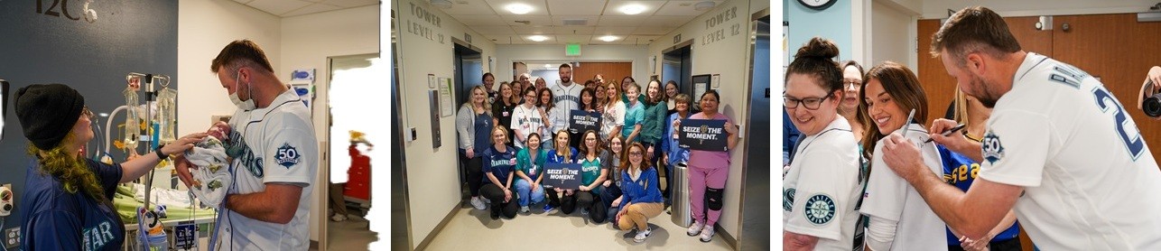 Cal Raleigh visits St. Joseph Medical Center NICU