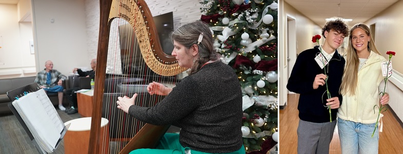 Harpist playing Christmas music